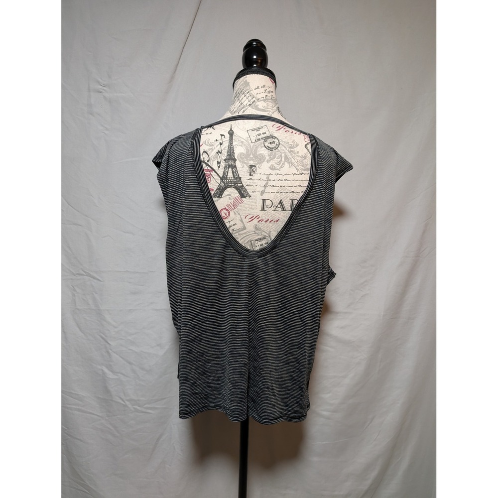 Champion Black White Striped Open Back Active Muscle Tank Top Women's Large - Picture 3 of 6
